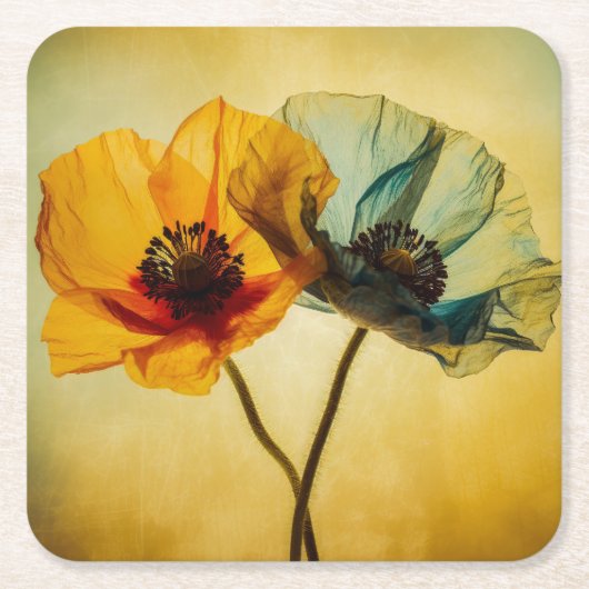 2つの花 スクエアペーパーコースター (正面)