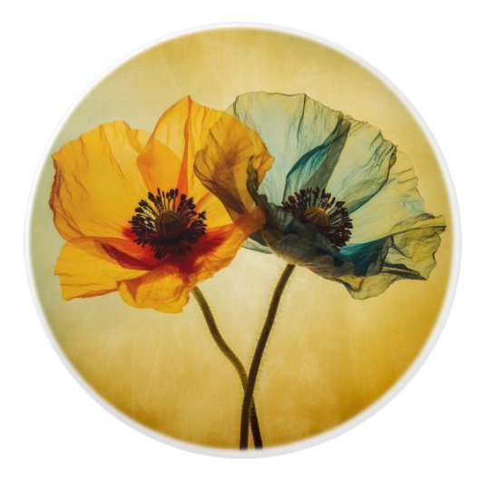 2つの花 セラミックノブ (正面)