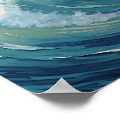 2つの芸術的ジャンピングドルフィンズサンセット海 ポスター (角)