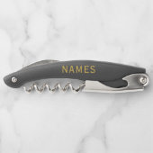 2つの苗字またはニックネームが入ったオーダーメイド ソムリエナイフ (裏面)
