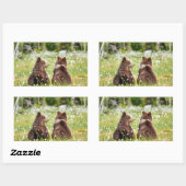 2つの若い茶色のクマのステッカー 長方形シール (シート)