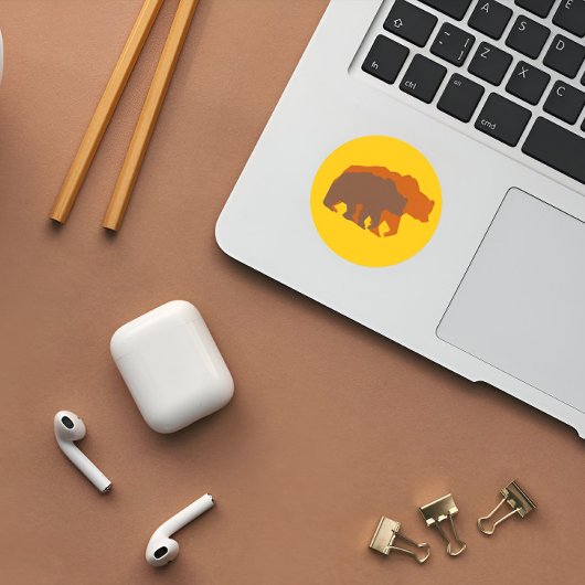 2つの茶色のクマのステッカー ラウンドシール