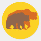 2つの茶色のクマのステッカー ラウンドシール (正面)