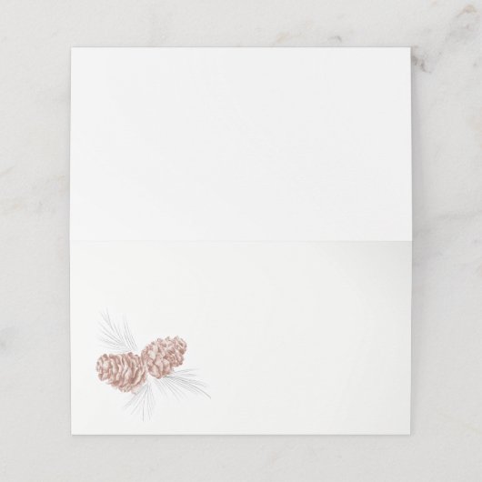 2つの茶色の松のコーンスケッチアート座席表 プレイスカード (外部開封)