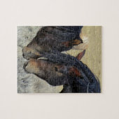 2つの茶色の野生の馬のヌズリング ジグソーパズル (横)