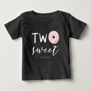 2つの菓子ドーナツテーマの第2誕生会 ベビーTシャツ