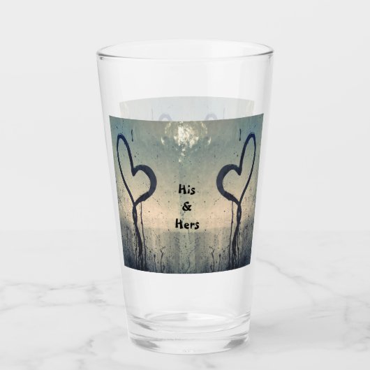 2つの蒸し暑いハートズザーズ&ザーズ・カップル タンブラーグラス (正面)