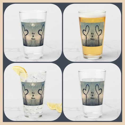 2つの蒸し暑いハートズザーズ&ザーズ・カップル タンブラーグラス