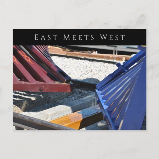 2つの蒸気エンジン、東は西に会う、ゴールデンスパイク ポストカード (正面)