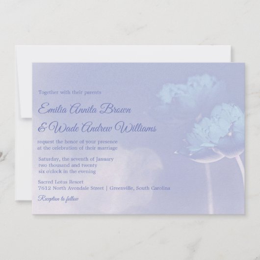 2つの蓮の花と一緒に楽しく蓮結婚の© 招待状 (正面)