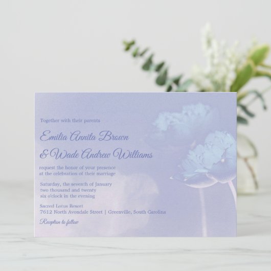 2つの蓮の花と一緒に楽しく蓮結婚の© 招待状 (スタンド正面)