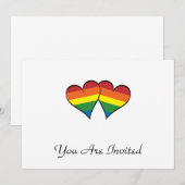2つの虹のハート 招待状 (正面/裏面)