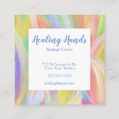 2つの虹の癒しの手はペリウィンクル スクエア名刺 (裏面)