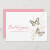 2つの蝶グラフィックbridalシャワーの招待 招待状 (正面/裏面)