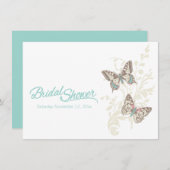 2つの蝶グラフィックbridalシャワーの招待 招待状 (正面/裏面)