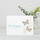 2つの蝶グラフィックbridalシャワーの招待 招待状 (スタンド正面)