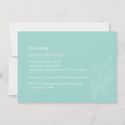 2つの蝶グラフィックbridalシャワーの招待 招待状 (裏面)