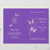 2つの蝶パープルグラフィック結婚式 プログラム (正面/裏面)