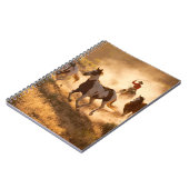 2つの西カウボーイ馬に乗って、野生のホールをロープ ノートブック (左側)