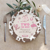 2つの西女性のカーボーイピンクブラウン2番目の誕生日パーティー ペーパープレート