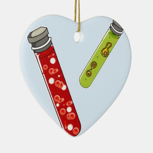 2つの試験管の赤血球のウイルス セラミックオーナメント (右)