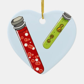 2つの試験管の赤血球のウイルス セラミックオーナメント