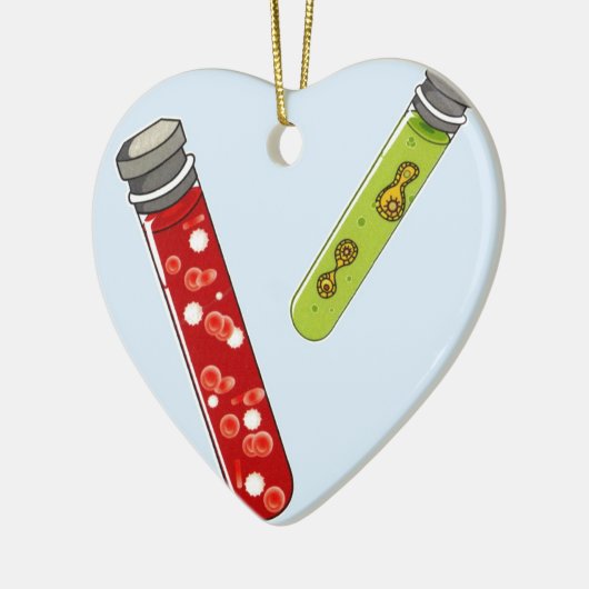 2つの試験管の赤血球のウイルス セラミックオーナメント (左)