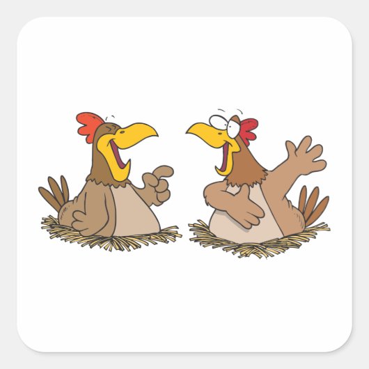 2つの話し鶏スクエアステッカー スクエアシール (正面)