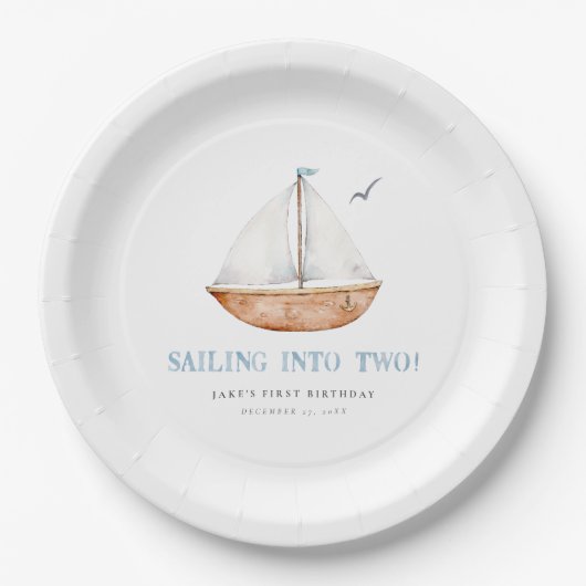 2つの誕生日にセーリン航海のグ ペーパープレート (正面)