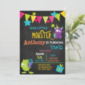 2つの誕生日の招待状を回している小さいモンスター 招待状 (スタンド正面)