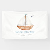 2つの誕生日バナ航海のーへのセーリング 横断幕 (横)