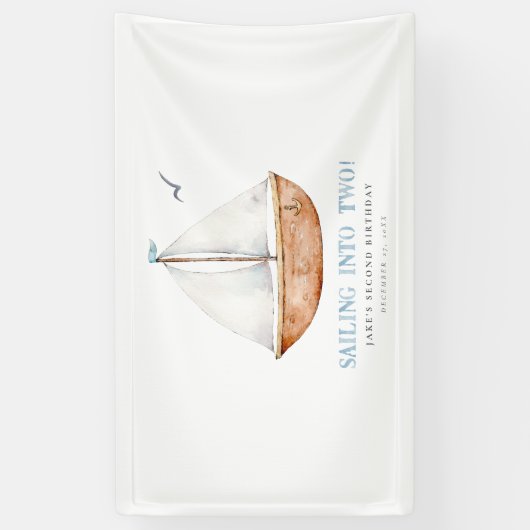 2つの誕生日バナ航海のーへのセーリング 横断幕 (縦)