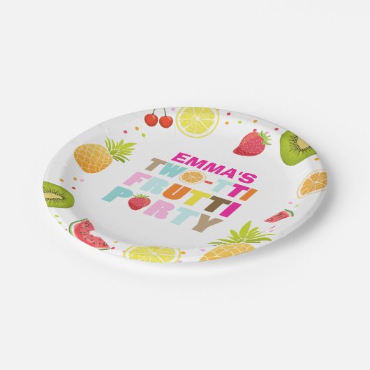 2つの誕生日紙プレートTuttiフルーティ ペーパープレート (アングル)