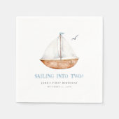 2つの誕生日航海のパーティーに出航 スタンダードカクテルナプキン (正面)