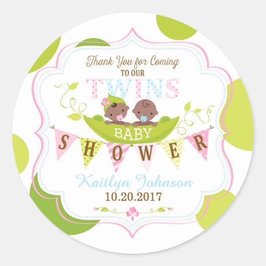 2つの豆のポッドアフリカの双子の男の子の子ありがとう ラウンドシール (正面)