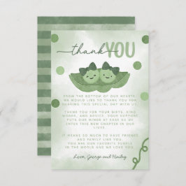 2つの豆のポッドツイン女の子の赤ちゃんシャワー サンキューカード