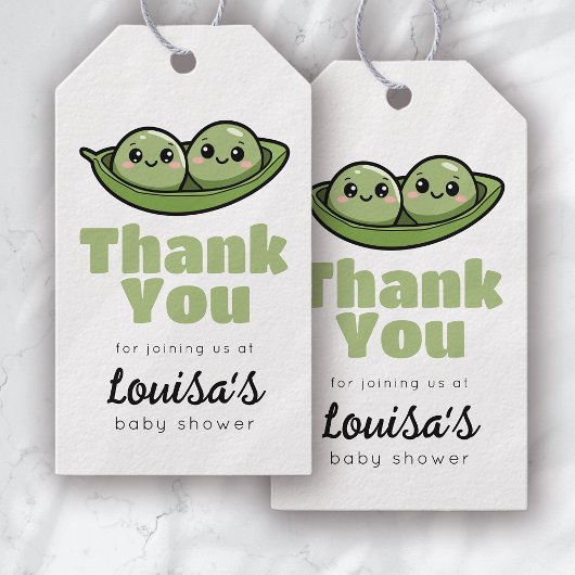 2つの豆のポッドツイン赤ちゃんシャワーありがとう ギフトタグ
