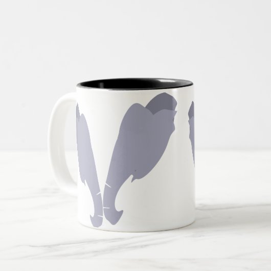 2つの象の頭部は一緒に会います ツートーンマグカップ (正面左)