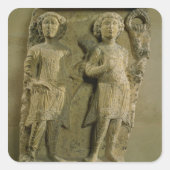 2つの販売を描いたレリーフ、 浮き彫り基のプラークの断片 スクエアシール (正面)