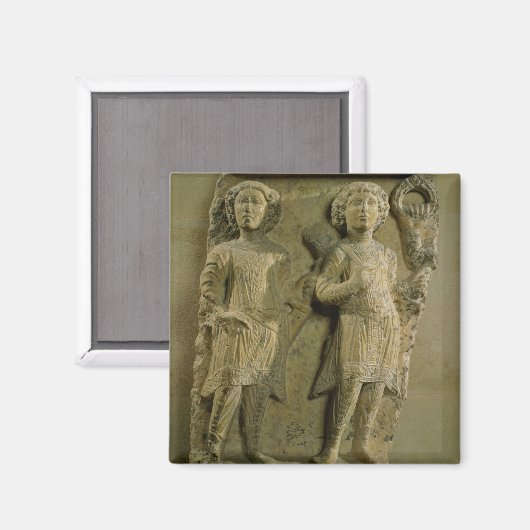 2つの販売を描いたレリーフ、 浮き彫り基のプラークの断片 マグネット (正面/裏面)
