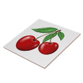 2つの赤いさくらんぼフルーツ タイル (側面)