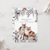 2つの赤いキツネパーソナライズされたクリスマス カード (正面/裏面インサイチュ)