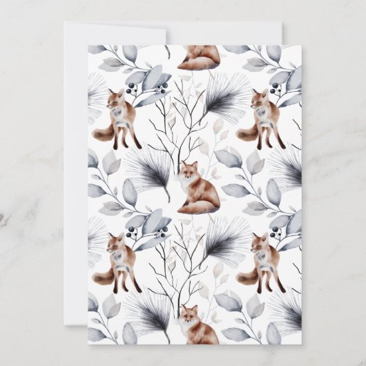 2つの赤いキツネパーソナライズされたクリスマス カード (裏面)