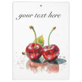 2つの赤いジューシーなさくらんぼ、カスタマイズ可能 クリップボード (裏面)