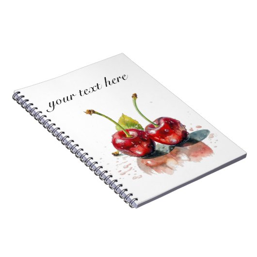 2つの赤いジューシーなさくらんぼ、カスタマイズ可能 ノートブック (右側)