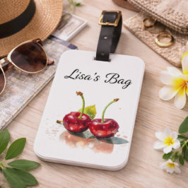 2つの赤いジューシーなさくらんぼ、カスタマイズ可能 ラゲッジタグ