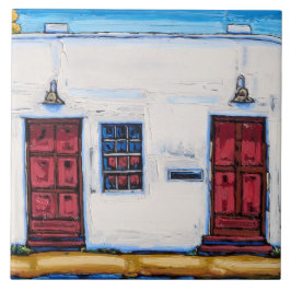 "2つの赤いドア"の装飾的なタイル タイル