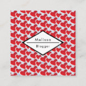 2つの赤いハートが結合された繰り返しパターン スクエア名刺 (正面)