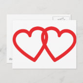 2つの赤いハートアイコン ポストカード (正面/裏面)