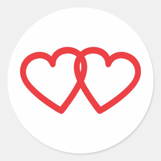 2つの赤いハートアイコン ラウンドシール (正面)